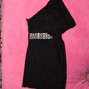 One shoulder black dress